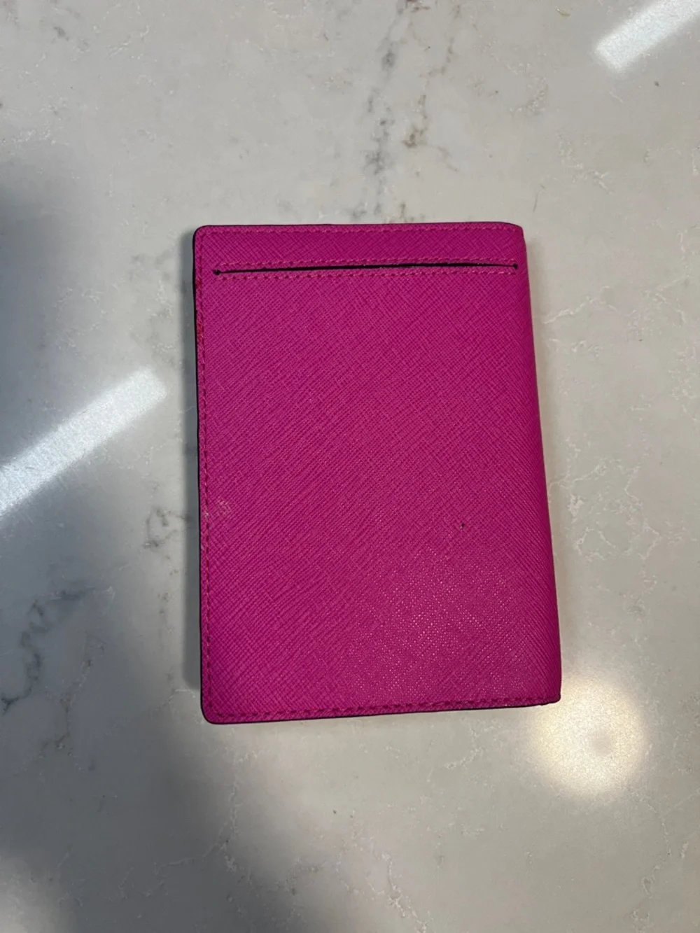 kate spade Hot Pink Leather Passport Cover with Gold Logo - Picture 3 of 4